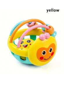 一款婴儿摇铃球玩具，采用柔软的ABS材料制成，带有笑脸、音符和铃铛。摇铃球适合0-3岁婴幼儿的早期教育和启蒙教育。蜜蜂软牙胶手环是一款蜜蜂玩具，是一款可以训练宝宝抓握能力的球形抓握玩具。