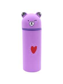 1 pièce Étui à crayons mignon : Étui à crayons en silicone souple 2-en-1, porte-stylo de dessin animé, boîte à crayons rétractable, couleur adorable, tasse à stylo créative en forme d'ours, organiseur de maquillage, sac à crayons portable en silicone, fournitures pour étudiants, retour à l'école, fournitures scolaires, trousse à crayons, sac d'école