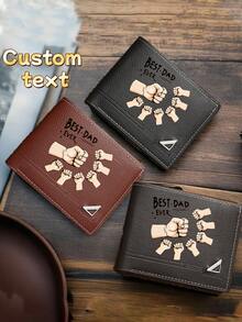 Billetera personalizada para hombre, con texto grabado por láser, billetera de doble pliegue exquisito, apropiada para padre, esposo - muy adecuada como regalo de cumpleaños, Día del Padre, Navidad, aniversario, para dar a amigos, familiares, mayores, usted mismo - Multicolor - Ver 1