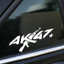 1 件 AK-47 图案乙烯基贴花，创意枪形模切贴纸，适用于汽车卡车摩托车车窗保险杠，是军迷的理想礼物 - A - 查看 1