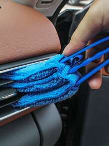 1 pieza / 2 piezas Cepillo desmontable de color aleatorio para limpiar persianas, rendijas, rejillas del aire acondicionador del coche, ventiladores, tela suave que no daña el vehículo, de doble uso para el hogar y el coche, fácil de almacenar, también adecuado para lamas de aire acondicionado y rejillas de ventilación del coche, gran absorción de agua, sin desprendimiento ni descoloración, limpia eficazmente cada lámina, paño de limpieza de microfibra súper suave