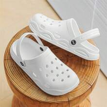 新款夏季镂空男士凉鞋，防滑厚底包头沙滩拖鞋，男女通用休闲户外拖鞋，轻便舒适 - 白色 - 查看 6