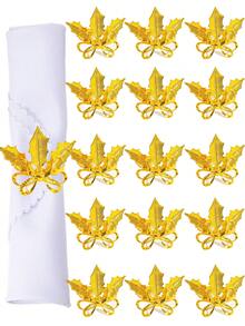 4-6pcs/Set Gold Leaf Napkin Rings Set, Napkin Holders, Dinner Party Accessories, Holiday Napkin Rings, Wedding Birthday Party Supplies