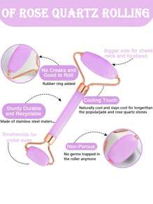 Set de 3 rodillos de hielo faciales - Juego de rodillos faciales de hielo, herramientas de masaje facial, rodillo facial de silicona con hielo, rodillo de hielo, cuarzo rosa con rodillo masajeador y tabla Gua Sha, para aliviar la hinchazón facial y ocular, masajeador facial que contornea y mejora el cuidado de la piel y el brillo, para ojos, cuello y rostro, molde de rodillo facial de hielo - Herramientas para el cuidado de la piel. Productos para masaje con hielo de verano, suministros de oficina, suministros escolares, artículos esenciales de viaje.