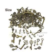 125 PCS Vintage Skeleton Key Set Charms, Mixed Antique Style Bronze Brass For Pendant DIY Jewelry Making Wedding Party Favors - 銅色 - 查看 3