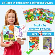 24 Pieces Dinosaur Mini Coloring Books For Kids Party Favors Dino Drawing Activity Book Bulk Small Coloring Book For Boys Girls Birthday Gift Jurassic Party Goodie Bag Stuffer Classroom Supplies, Perfect For Valentines Gift, Easter Basket Stuffers, Halloween And Christmas Gift - 彩色 - 查看 4