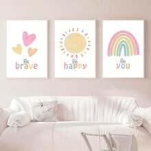 Cartoon Rainbow Sun Heart Nursery Decor Wall Art Poster (Unframed) - Multicolor - View 2