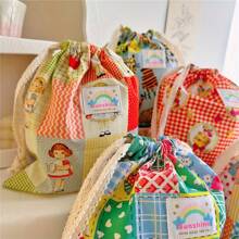 Multi-Color Fabric Drawstring Storage Bags | Breathable & Lightweight | Cartoon Print With Rainbow Label | Versatile Organizer For Home, Travel & Gifts | Ideal For Clothes, Diapers, Jewelry, Cosmetics | Durable & Portable, Clothes Organizer Storage ﻿