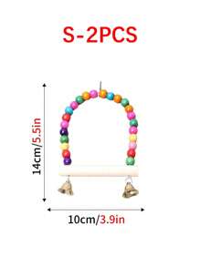 1 pièce/2 pièces Jouet à bascule coloré avec cloche pour cage d'oiseau de compagnie, nid. Jouets à suspendre de hamac aux couleurs assorties pour divertir les animaux de compagnie