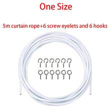 2m/5m/10m/30m White Curtain Cord, Plastic Coated Curtain Rope With 6 Screw Holes And 6 Hooks, Suitable For Curtains, Shower Curtains, Curtain Rods