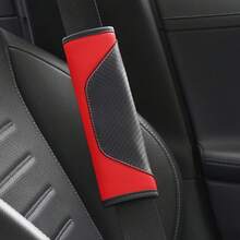 3pcs/Set PU Leather & Carbon Fiber Non-Slip Steering Wheel Cover + 2pcs Shoulder Pads Car Accessories Sets, Universal Fit, Adds Color To Your Car! Multiple Colors Available,Car Accessories