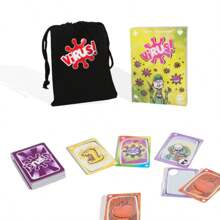 Virus 1 / Virus 2 El juego de mesa talla grande popular, con barajas de cartas y paquetes de cartas diseñados de forma única, juguetes de mesa, disponibles en inglés, francés y español, adecuados para juego familiar, mejor adaptado para equipos de 2 a 8 jugadores y la combinación de juguetes de cartas talla grande asequible que se puede regalar en Navidad, Día de la Independencia