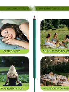 90支香茅驱蚊棒，持久植物香味，带香炉，人造木材质，适用于居家、露营、瑜伽、节日送礼 - 彩色 - 查看 4