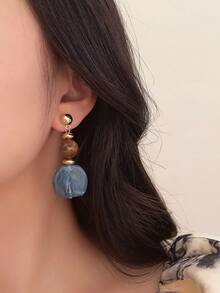 1 Pair Women Retro Polyresin Long Earrings, Elegant Casual/Resort Earrings For Party, Cocktail Eardrops - Earrings - View 4