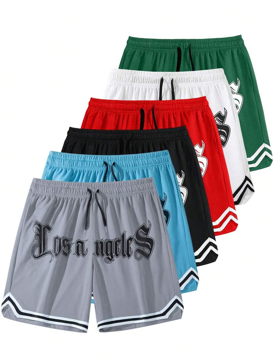 Quần short thể thao nam mùa hè mới, quần short tập thể dục thường ngày, vải dệt kim, kiểu dáng boyfriend in họa tiết, trang phục thể thao nam, eo có dây rút, quần short bóng rổ, quần thể thao co giãn nhẹ, thích hợp cho bóng rổ, bóng chày, tập thể dục, chạy bộ, tập luyện, thể thao, hoạt động ngoài trời. - Xám - Xem 1