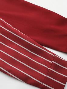 卡翁达男士套装卡夫坦服装圆领条纹印花长袖非洲复古男士套装传统服装 - 紅色 - 查看 8