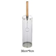 1pc Nesting Grill Basket, Removable Wooden Handle, 304 Stainless Steel, Rolling Grilling Net, BBQ Accessories Tools For Vegetables Shrimp, Outdoor Cooking Camping, Gifts For Men Dad Husband