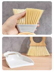 1 Set Wooden Mini Broom And Dustpan Set, Desktop Cleaning Brush Broom, Small Dustpan And Trash Scoop, For Cleaning Up Pet Litter, Spilled Pet Food, And Hair/Crumbs On Sofa Or Bed