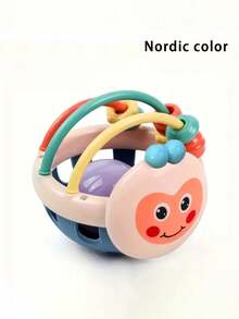 一款婴儿摇铃球玩具，采用柔软的ABS材料制成，带有笑脸、音符和铃铛。摇铃球适合0-3岁婴幼儿的早期教育和启蒙教育。蜜蜂软牙胶手环是一款蜜蜂玩具，是一款可以训练宝宝抓握能力的球形抓握玩具。