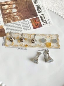 Acrylic Rhinestone Gold Foil Nail Art Palette, Brush Holder, Nail Practice Tip, Resin Crystal Beads And Laser Flower Decor DIY Kit - For Home Salon, Bridal, Valentine, Mother, Sister, Girlfriend