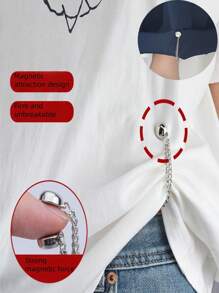 Chaîne Boucle magnétique Manchette Boucle fixe Bouton de taille T-shirt Transformé en court-circuit Jeans Boucle de cheville Chaîne Boucle magnétique Manchette Jambe de pantalon Fixé Pince Convergent Appareil Bord sans couture et Boucle de taille avec Boucle de foulard en diamant à la mode