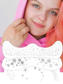 3 Sheets Temporary Tattoos Heart Freckle Tattoos Glitter Stickers Waterproof Glitter Freckles Stickers With Glittery Star Heart Dot Pattern For Adults Accessories For Party Festival Daily Makeup, Music Festival