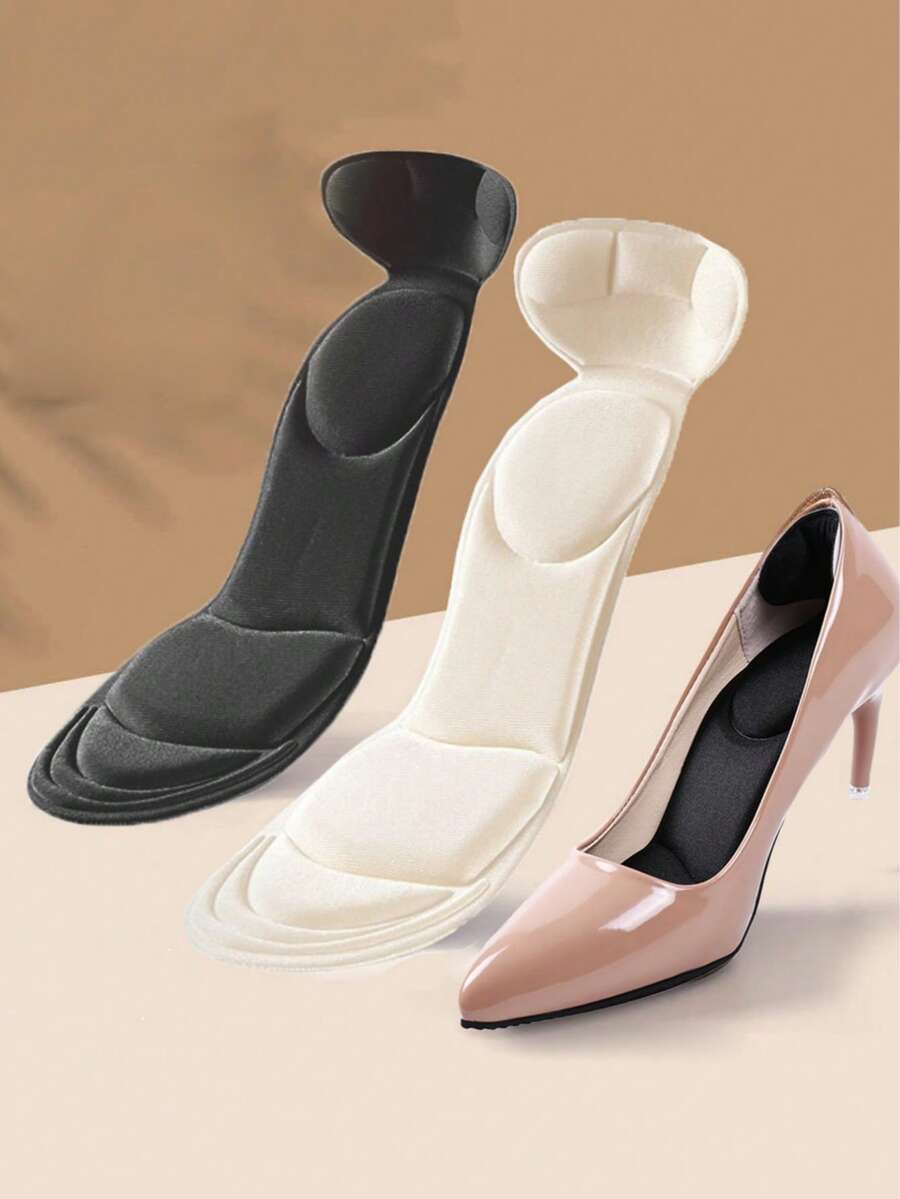 1 Pair Women's 5D Sport Insoles, Soft Cushioning, Shock-Absorbing, Breathable, Sweat-Wicking, Full Foot Comfort, Suitable For High Heels, Sneakers, Casual Shoes, Accessories Gift Ideas - Black - View 1