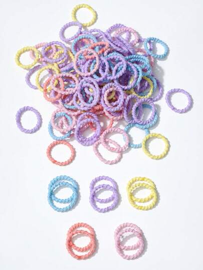 100 buah ikat rambut spiral anak-anak warna acak