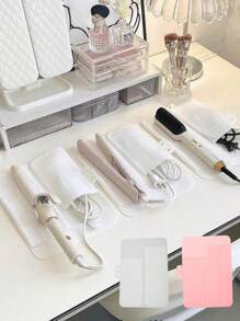 1 件精致简约时尚白色硅胶垫直发器隔热白色卷发器直发器夹保护套，硅胶耐热垫便携式旅行支架直发器收纳袋适用于卷发棒 - 彩色 - 查看 1