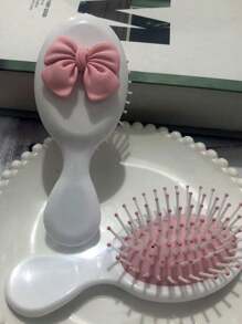 1 Stück Niedlich Schleife Mädchen Haarbürste Y2K Ästhetik Niedlich Haarbürste Entfilzer Luftkissenbasis Mini Haarbürste Mädchen Haarzubehör Mini Nasse Haarbürste, Kleine Schleife Reise Entwirrbürste Niedlich Haarbürste für die meisten Haartypen Nass und Trocken