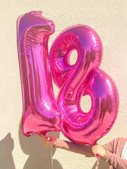 2pcs 40 Inch (101.6cm) Hot Pink Giant Number Helium Foil Balloons, Large Numeric Balloons Suitable For Birthday Party, Bachelorette Party, Anniversary, Birthday Photo Props, Party Decorations