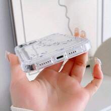 Stylish Blue-Purple Branch Flower Pattern Transparent Mobile Phone Case, Transparent Shockproof Protective Shell Suitable For IPhone16 15 14 13 12 11 Pro Max 7 8 Plus X XS XR XSMax Series - Trong sáng - Xem 6