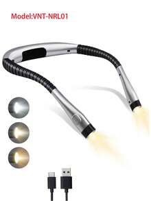 1pc LED Neck Hanging Reading Light, USB Rechargeable, 3 Color Options, 6-Level Brightness Adjustment, Portable Fill Light, Flexible Gooseneck, Eye-Caring, Suitable For Bedroom, Outdoor Camping And More
