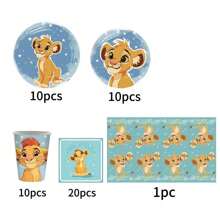 Mattel Spring Matte 51pcs Lion King Themed Party Tableware, Suitable For 10 People, Christmas, Thanksgiving And Holiday Dinners, As Well As Birthday Party Decorations, Christmas Decorations, Thanksgiving Decorations And Holiday Party Decorations; A Perfect Surprise For Fans.