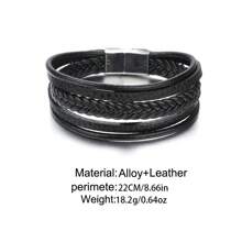 Men Leather Bracelet With Clasp Cowhide Multi-Layer Braided Leather Men Bracelet