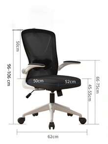 Silla Oficina Ergonomica Con Respaldo Soporte Lumbar Separado - Negro - Ver 7