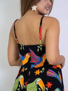 Short Printed Dress With Back Zipper - Ginger - View 4