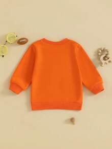 Sudadera con capucha de fútbol para bebé, con bordado de perro de rugby, cuello redondo, ropa informal de invierno y otoño - Naranja - Ver 2