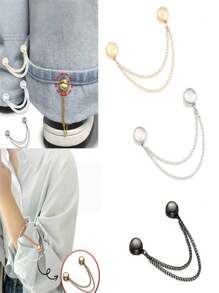 Chaîne Boucle magnétique Manchette Boucle fixe Bouton de taille T-shirt Transformé en court-circuit Jeans Boucle de cheville Chaîne Boucle magnétique Manchette Jambe de pantalon Fixé Pince Convergent Appareil Bord sans couture et Boucle de taille avec Boucle de foulard en diamant à la mode