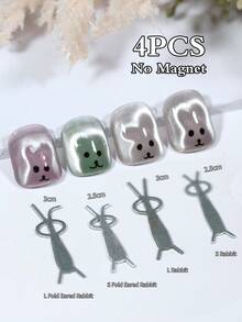 New Rabbit Bear Cat Eye Magnet Stick Set Nail Art Tools Small Iron Piece Magnet Stick For Magnetic Polish Effects Nail Cute Fold Ear Rabbit Shaped Multifunctional Manicure Tools,Nail Supplies,Nail Tools,Nail Art Tools,Back To School,Nails,Nail Tools For Press On Nails - Multicolor - View 11