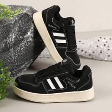 女士休闲运动鞋，拼色学院风一脚蹬 PU 皮革仿纽扣滑板鞋，女士运动鞋，适合办公室、海滩、婚礼、派对、学院、家居、健身房、户外、春季、夏季、秋季、冬季