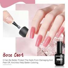 2 Bottles Of Top Coat Base Coat Set No Wipe Foundation Combination Bright Surface At Home DIY Nail Salon Girl Gift - 2 件 15ml-BT - 查看 9