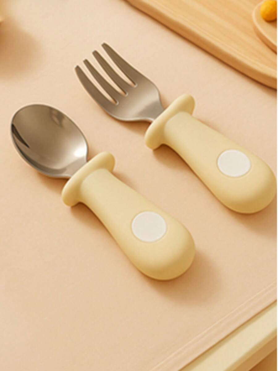 Cucharas y tenedores de acero inoxidable para bebé, utensilios de alimentación - Multicolor - Ver 1