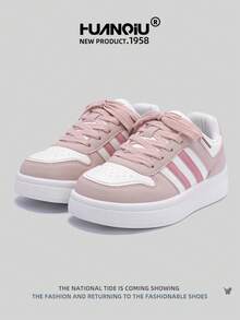 HUANQIU 2025 New Women's Shoes, Hiking Shoes, Ladies' Sports Shoes, Chunky Sneakers, Mesh Breathable White Shoes, Versatile, Light And Comfortable, Lace-Up Soft-Soled Casual Shoes, Running Shoes, White Four Seasons Shoes