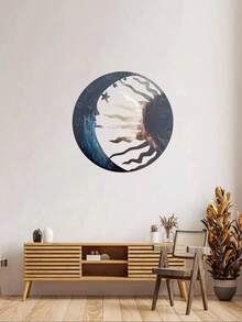 1 szt. Metalowa dekoracja ścienna - Słońce, księżyc i gwiazdy 3D niebiańska rzeźba twarzy, wisząca ozdoba do wewnątrz/na zewnątrz na werandę, trawnik, ogród, sztuka ścienna do ogrodu | Motyw niebiański | Trwała metalowa sztuka, dekoracja księżyca