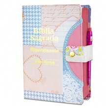 Bíblia Sagrada HIpergigante Botão Coração Azul C/ Harpa