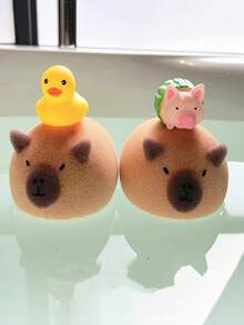 1/2浴室沐浴球水豚沐浴球沐浴洗面奶沐浴搓澡海绵可爱柔软沐浴擦浴用品可爱礼物动物沐浴球 - 彩色 - 查看 7