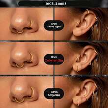 1pc High-End Stainless Steel Nose/Ear Hoop Ring With Zirconia, Closed Seamless Bevel Set, Suitable For Men And Women Everyday Wear