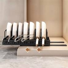 Pull Out Pot Lid And Cookie Sheet Organizer Rack For Cabinet - Sliding Kitchen Organizers – Pans, Lids, And Tray Storage - màu đen - Xem 9