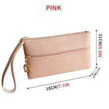 1pc PU Material Multifunctional Simple Large Capacity Ladies Handheld Coin Purse Double Pull Ladies Clutch Bag Is Suitable For Ladies To Use When Going Out, Perfectly Matching With Prom Accessories